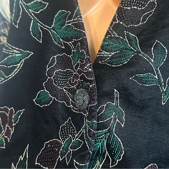 Vintage Burnout Velvet Blazer Size 12P Floral Jacket Boho Goth Whimsigoth 90s - Picture 4 of 9